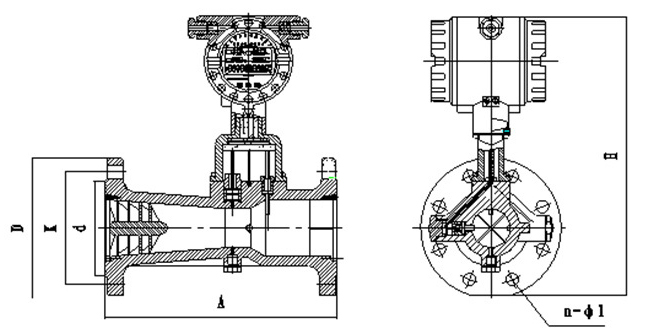 dn150旋進(jìn)旋渦流量計(jì)外形圖